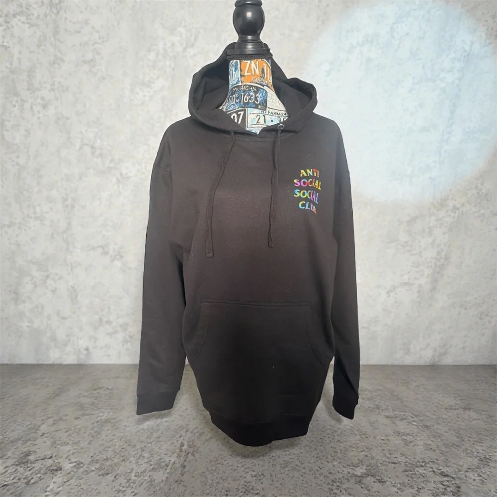 Anti Social Social Club Pedals On the Floor Black Hoody with Colorful Logo - Picture 2 of 5